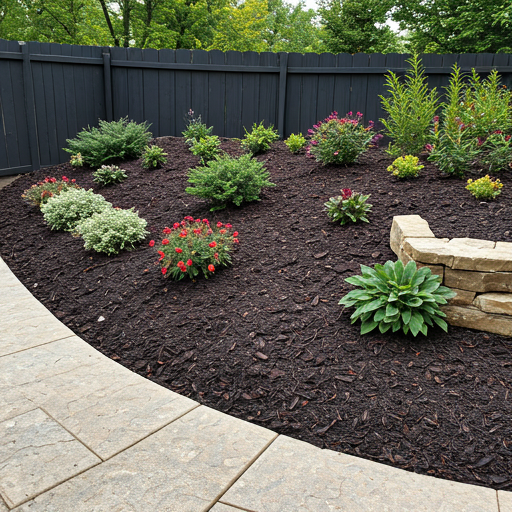 Flower bed with stone edging